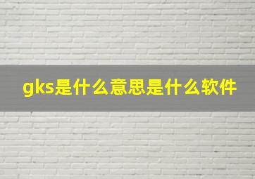 gks是什么意思是什么软件