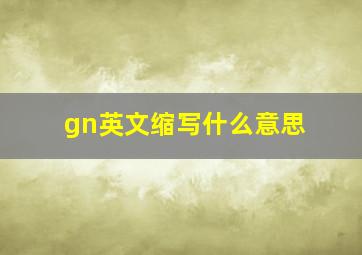 gn英文缩写什么意思