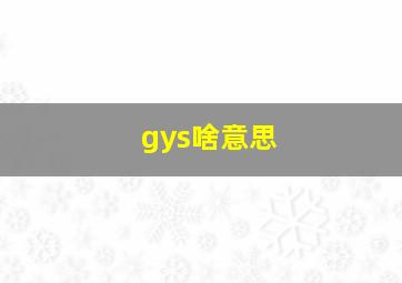 gys啥意思