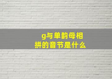 g与单韵母相拼的音节是什么