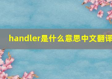 handler是什么意思中文翻译