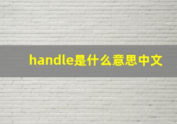 handle是什么意思中文