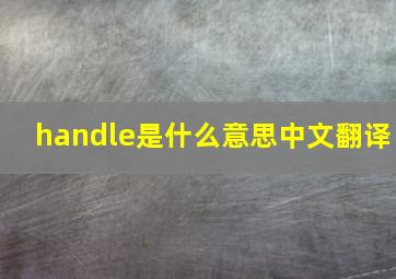 handle是什么意思中文翻译