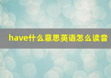 have什么意思英语怎么读音