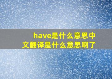 have是什么意思中文翻译是什么意思啊了