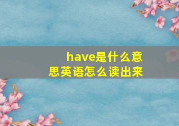 have是什么意思英语怎么读出来