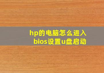 hp的电脑怎么进入bios设置u盘启动