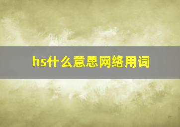 hs什么意思网络用词