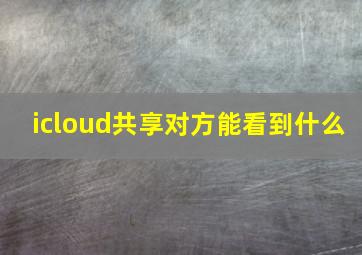 icloud共享对方能看到什么