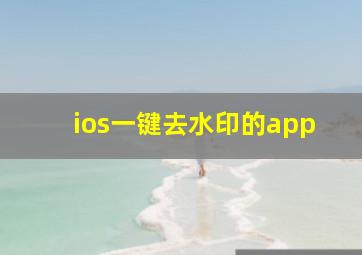 ios一键去水印的app