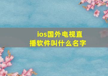 ios国外电视直播软件叫什么名字