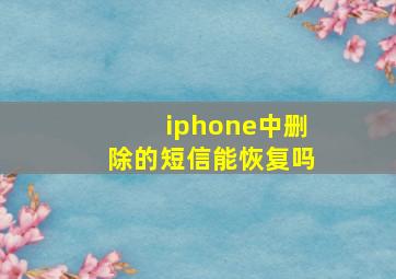 iphone中删除的短信能恢复吗