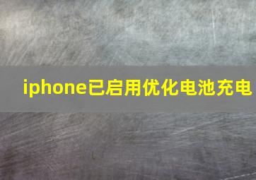 iphone已启用优化电池充电