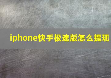 iphone快手极速版怎么提现