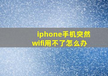 iphone手机突然wifi用不了怎么办