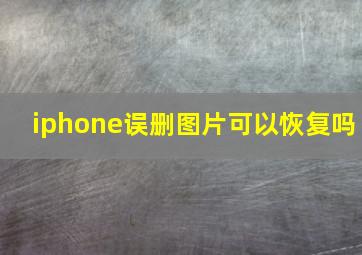 iphone误删图片可以恢复吗