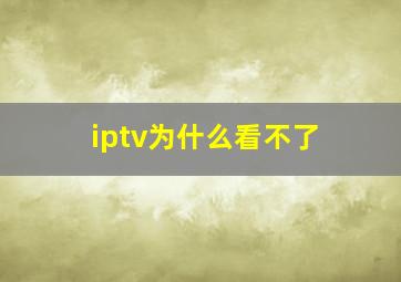 iptv为什么看不了