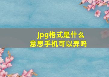 jpg格式是什么意思手机可以弄吗