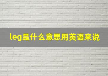 leg是什么意思用英语来说