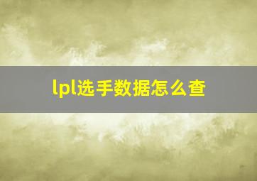 lpl选手数据怎么查