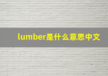 lumber是什么意思中文