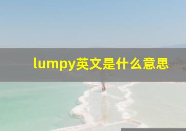 lumpy英文是什么意思