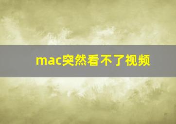 mac突然看不了视频