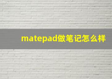 matepad做笔记怎么样