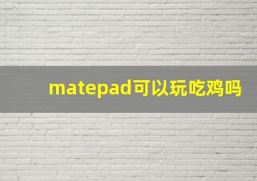 matepad可以玩吃鸡吗