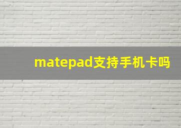 matepad支持手机卡吗