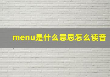 menu是什么意思怎么读音