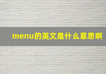 menu的英文是什么意思啊