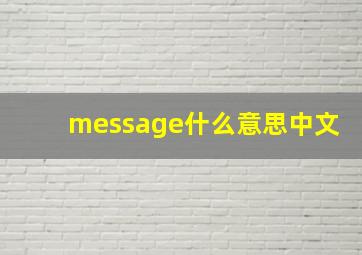 message什么意思中文