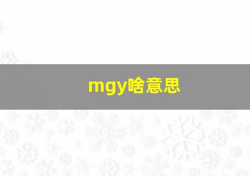 mgy啥意思