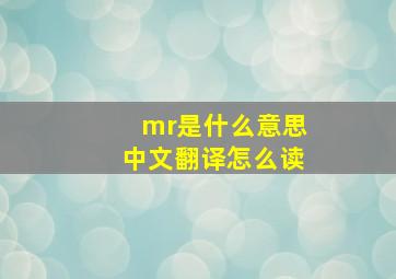 mr是什么意思中文翻译怎么读