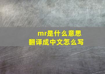 mr是什么意思翻译成中文怎么写