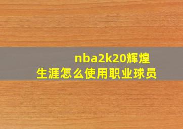 nba2k20辉煌生涯怎么使用职业球员