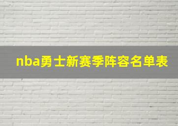 nba勇士新赛季阵容名单表