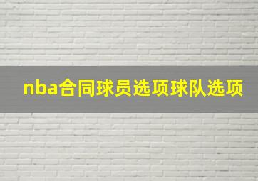 nba合同球员选项球队选项