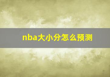 nba大小分怎么预测