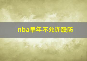 nba早年不允许联防