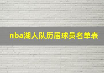 nba湖人队历届球员名单表