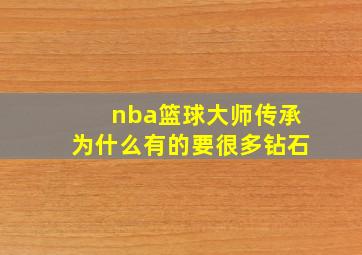 nba篮球大师传承为什么有的要很多钻石