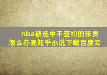 nba被选中不签约的球员怎么办呢知乎小说下载百度云