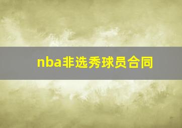 nba非选秀球员合同