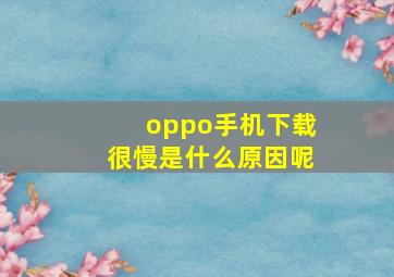 oppo手机下载很慢是什么原因呢