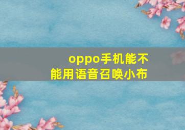 oppo手机能不能用语音召唤小布