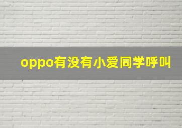 oppo有没有小爱同学呼叫