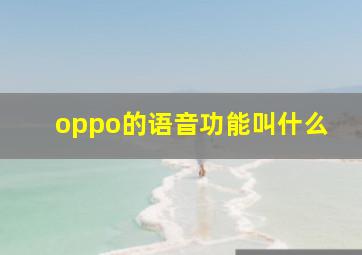 oppo的语音功能叫什么