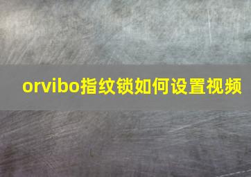 orvibo指纹锁如何设置视频